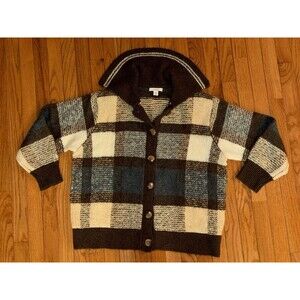 Dressbarn Women’s Button Down Sweater Shoulder Pads Acrylic Wool Alpaca 14/16